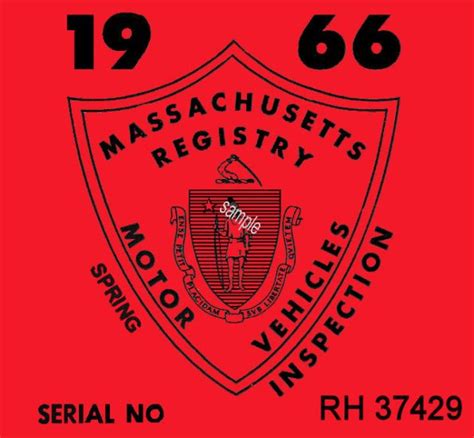 1966 Massachusetts Spring Inspection Sticker Bob Hoyts Classic