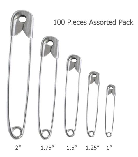 Package Of 100 Pieces Assorted Size Safety Pins