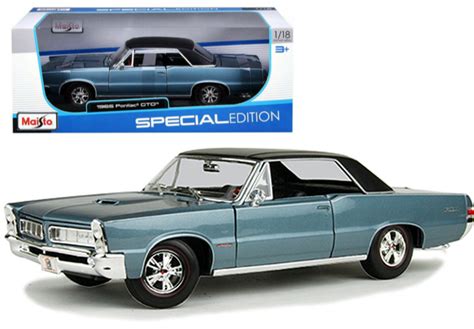 1965 Pontiac Gto Hurst Blue With Black Top 118 Scale Diecast Car Model