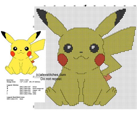 Pikachu Free Back Stitch Cross Stitch Pattern Free Cross Stitch Patterns By Alex