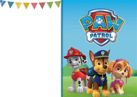 Free Printable Cheerful Paw Patrol Birthday Invitation Templates
