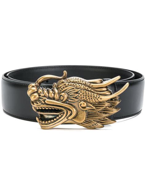 Gucci Leather Dragon Buckle Belt In Black For Men Lyst