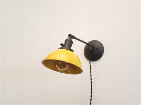 Plug In Adjustable Reading Wall Light Industrial Black And Yellow