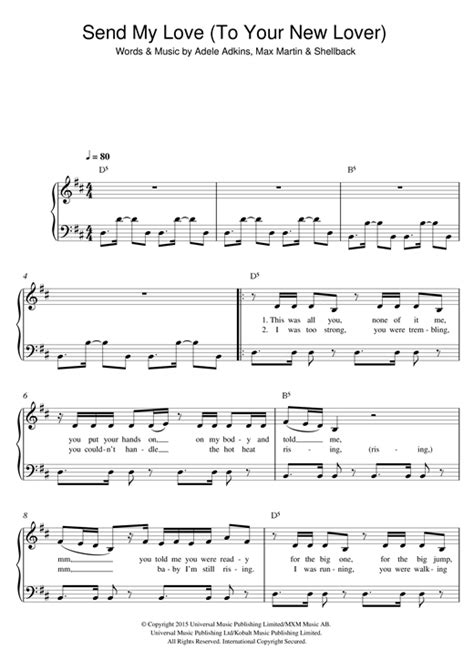 Send My Love To Your New Lover Sheet Music By Adele Easy Piano 122900
