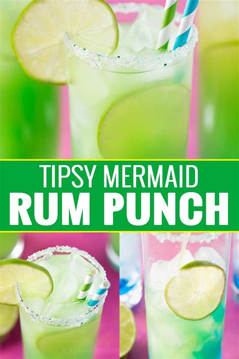 Tipsy Mermaid Rum Punch The Chunky Chef Rum Punch Alcohol Recipes