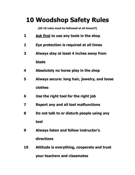 These rules will help keep you and others safe in the workshop. 18 best safety rules images on Pinterest | Safety rules ...