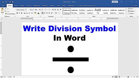 How To Write Division Symbol In Word Microsoft ÷ Youtube