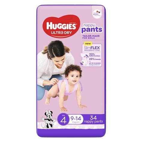 Buy Huggies Ultra Dry Nappy Pants Size 4 Girl 9 14kg Bulk 34 Pack