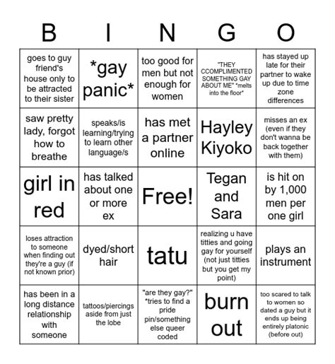 Lesbian Stereotypes Bingo Card