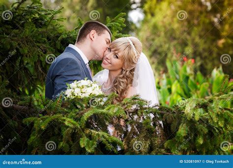 Happy Bride And Groom On Their Wedding Day Stock Image Image Of