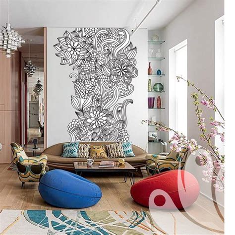 Large selection of colorful flower and grass designs. Doodle Flower Wall Decals