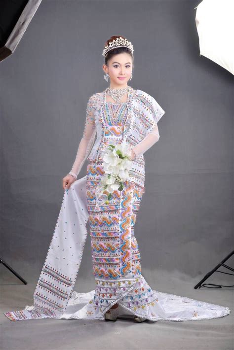 Myanmar Wedding Dress Dress Batik Kombinasi Asian Image Burmese Girls