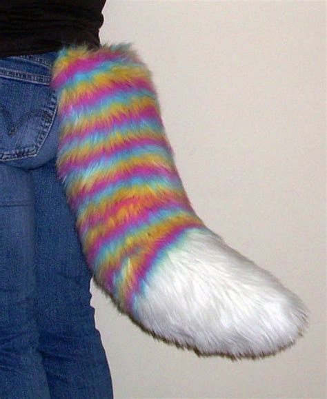 Fake Wolf Fox Tail Rainbow With A White Tip By Lobitaworks On Etsy