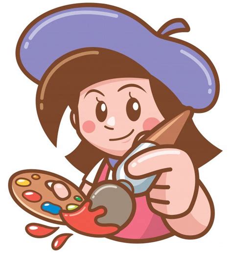 Ilustração de garota do artista dos desenhos animados | Vetor Premium