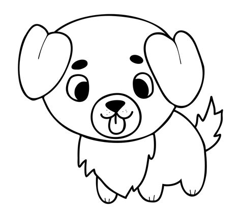 Cute Pet Little Puppy Vector Illustration Outline Drawings Dog