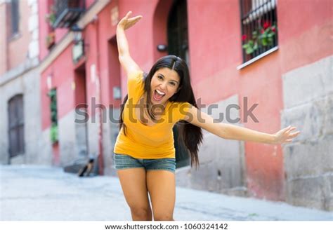 Young Attractive Latin Woman Happy Excited Stockfoto 1060324142 Shutterstock