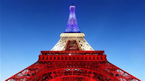 Maybe you would like to learn more about one of these? Paris Eiffel Tower With Blue White And Red Lights Upward ...
