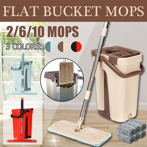 Wet And Dry Mop Self Cleaning Flat Mop And Buckets Set Mop And Bucket