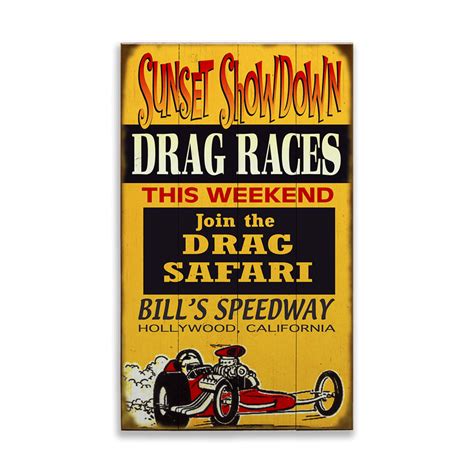 Drag Races Sign Old Wood Signs