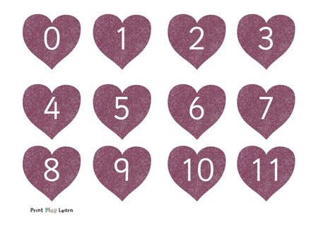 Glitter Hearts 0 50 Printable Teaching Resources Print Play Learn