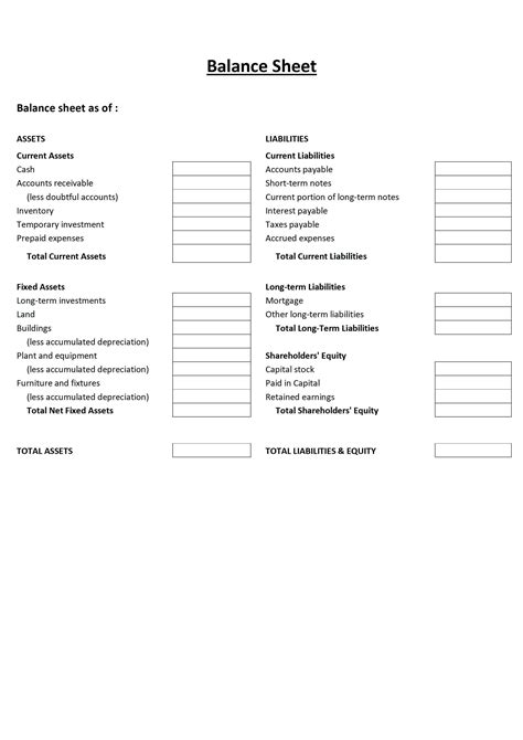 Accounting Balance Sheet Template Db Excel Com