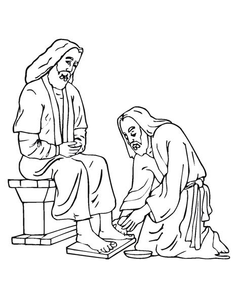 Jesus Feet Disciples Coloring Washes His Miracles Pages Kids Bible