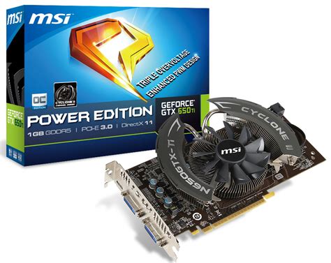 A reference clocked gtx 650 comes with a 1058mhz core while the 1gb of gddr5 comes in at 5000mhz qdr. New MSI GTX 650 Ti Power Edition | Pure Overclock