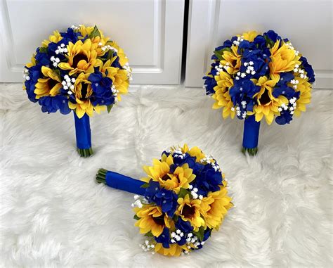 Pricing In Description Sunflower Royal Blue Bouquet Sunflower Etsy In