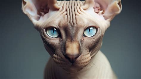 A Sphynx Cat With Piercing Blue Eyes Stock Illustration Illustration