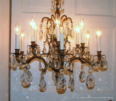 Spent the afternoon creating a lamp shade for my lamp that a friend had brought me from the dump. Vintage 108 Glass Crystal Prisms Brass Chandelier Lighting ...
