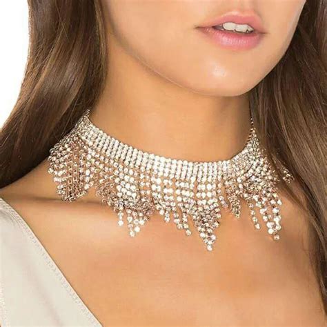 MANILAI Fashion Rhinestones Tassel Collar Choker Necklaces Women Luxury