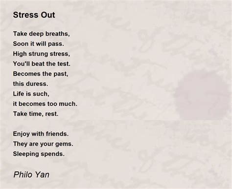 Stress Out Stress Out Poem By Philo Yan