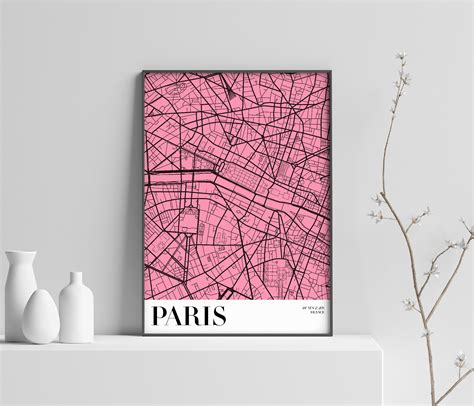 Paris Map Poster City Map Art Print Printable Paris City Etsy