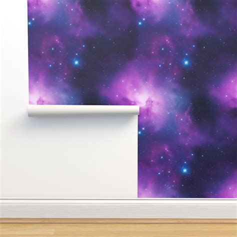 Purple Blue Galaxy Nebula Stars In Space Wallpaper Spoonflower