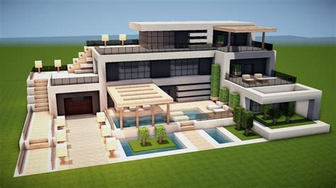 GROßES MODERNES HAUS mit POOL in MINECRAFT bauen TUTORIAL HAUS