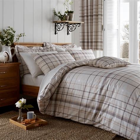 Check Natural Bed Linen Collection Dunelm