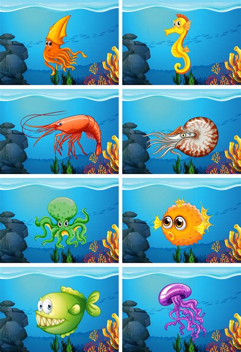 Scenes With Sea Animals Under The Sea 549848 Vector Art At