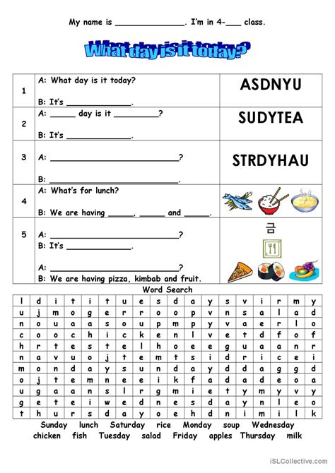 What Day Is It Today Word Search English Esl Worksheets Pdf And Doc