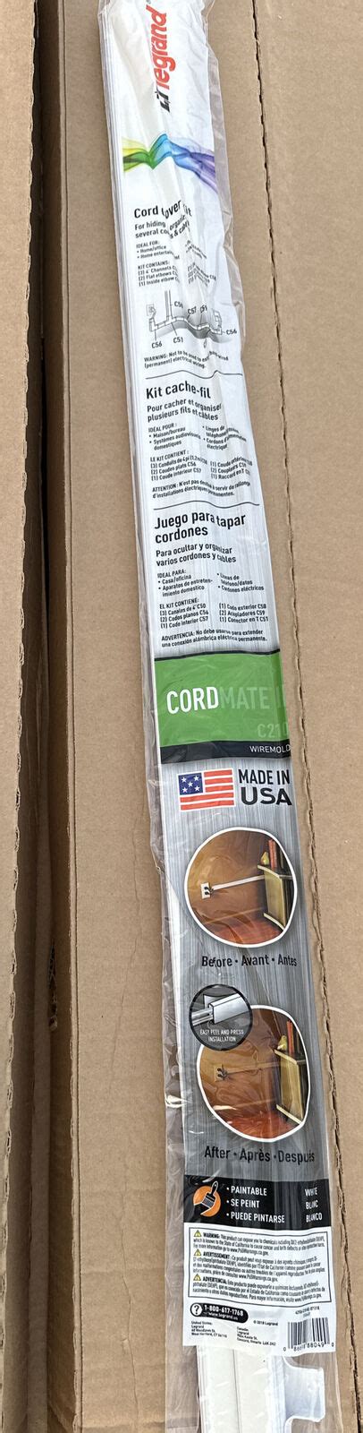 2 Legrand Wiremold Cord Cover Cordmate Ii Cord Concealment Kit C210
