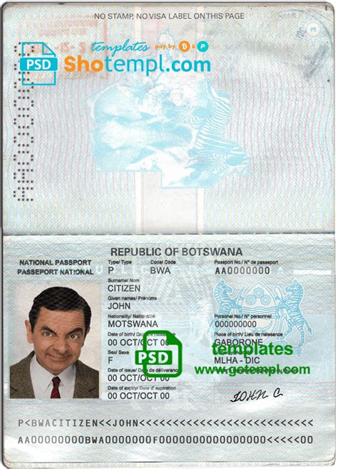 Botswana Passport Template In Psd Format Fully Editable