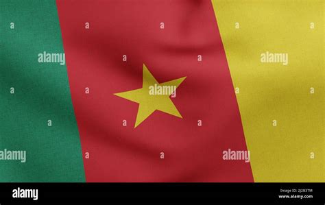 National Flag Of Cameroon Waving 3d Render Cameroonian Flag Or Drapeau