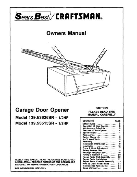 Craftsman Hp Garage Door Opener Manual Model