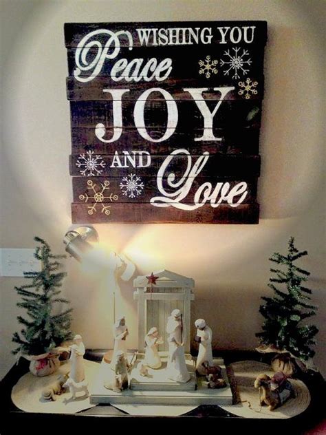 Wishing You Peace Joy And Love Sign Christmas Decor Rustic Etsy