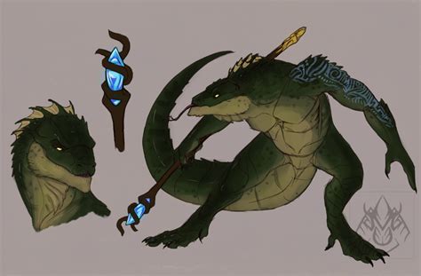 Coatl Dark Lizardman Mage Fantasy Character Design Fantasy