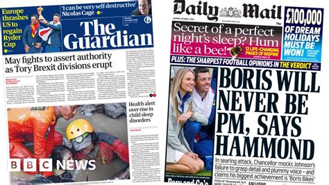 Newspaper Headlines Brexit Divisions Erupt Amid Tory Backlash