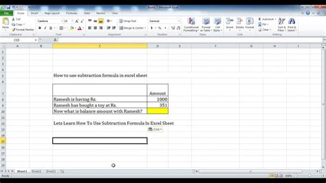 As an example, let's remove the word apples. How To Use Subtraction Formula In Excel Sheet - YouTube