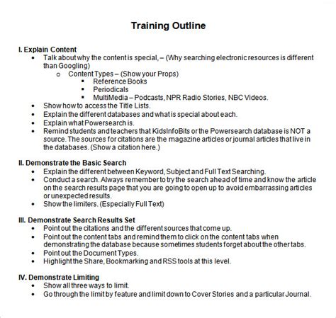 Sample Training Outline Template