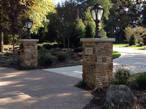 Awesome Pillars And Landscaping Driveway Entrance Stone Pillars