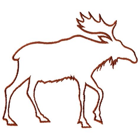 Male moose have antlers from early spring to late autumn. Moose Outline Embroidery Design | AnnTheGran