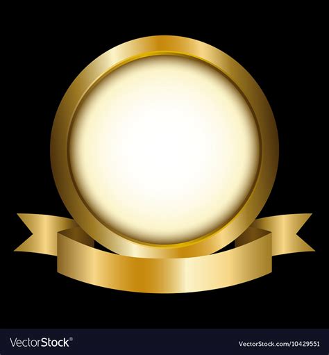A Gold Circle With Ribbon Emblem Royalty Free Vector Image